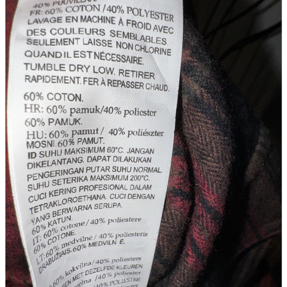 Burnside Men’s Plaid Flannel Shirt Crimson Red Size Large NWT Camping Grunge - Picture 13 of 13